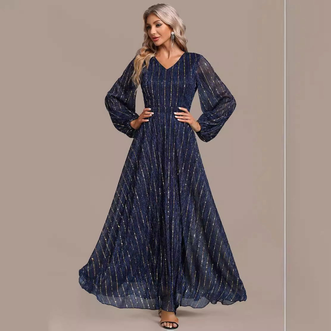 Dazzling Sequin Maxi Dress in Elegant ALine Design for Formal Events and Cocktail Parties