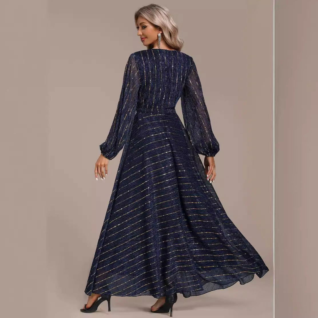 Dazzling Sequin Maxi Dress in Elegant ALine Design for Formal Events and Cocktail Parties