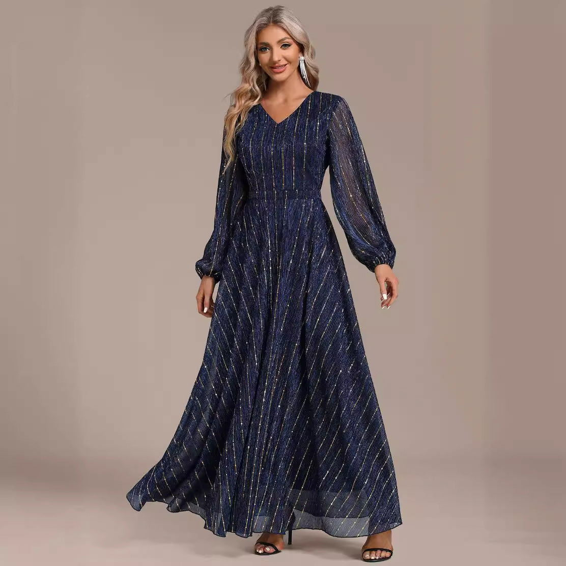 Dazzling Sequin Maxi Dress in Elegant ALine Design for Formal Events and Cocktail Parties