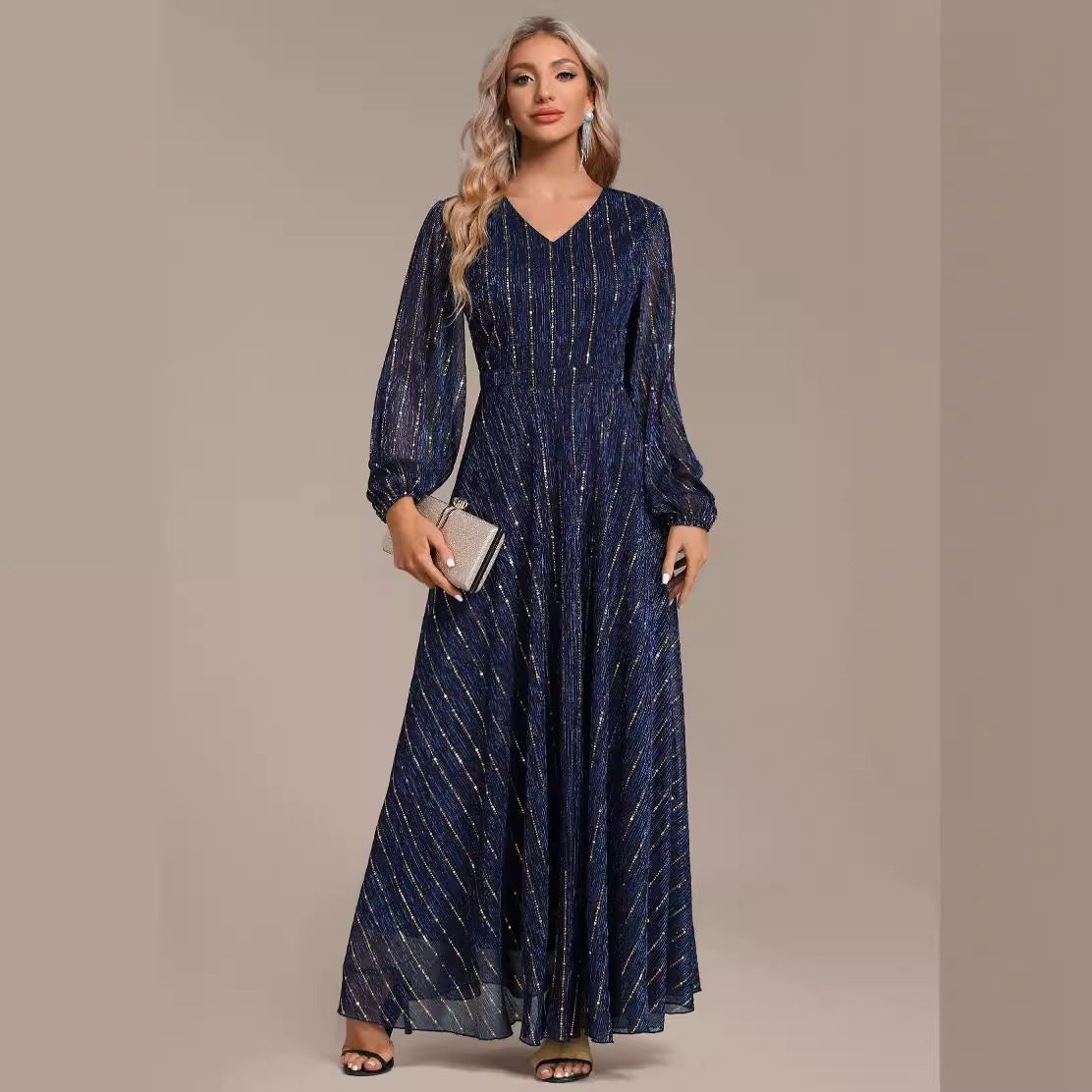 Dazzling Sequin Maxi Dress in Elegant ALine Design for Formal Events and Cocktail Parties