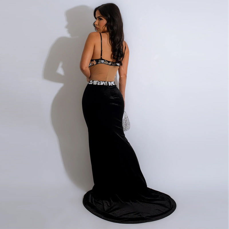 Sequin Maxi Dress for Formal Events Sexy Backless Evening Gowns for Women