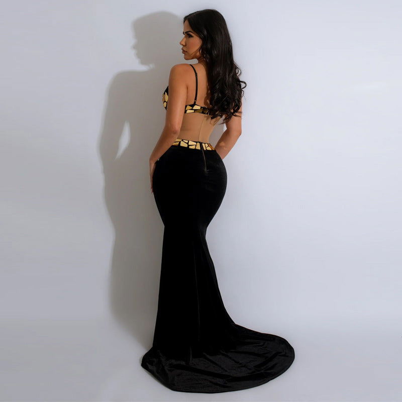 Sequin Maxi Dress for Formal Events Sexy Backless Evening Gowns for Women
