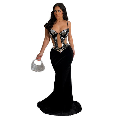 Sequin Maxi Dress for Formal Events Sexy Backless Evening Gowns for Women