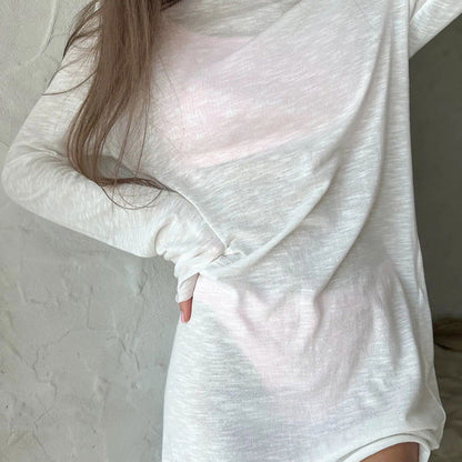 Elegant White Nightdress Loungewear Long Sleeve Design Cozy Casual for Women Sleepwear Sets