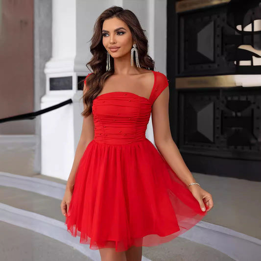 Square Neck ALine Dress for Bridesmaids Chic Wedding Party Attire Formal Gown
