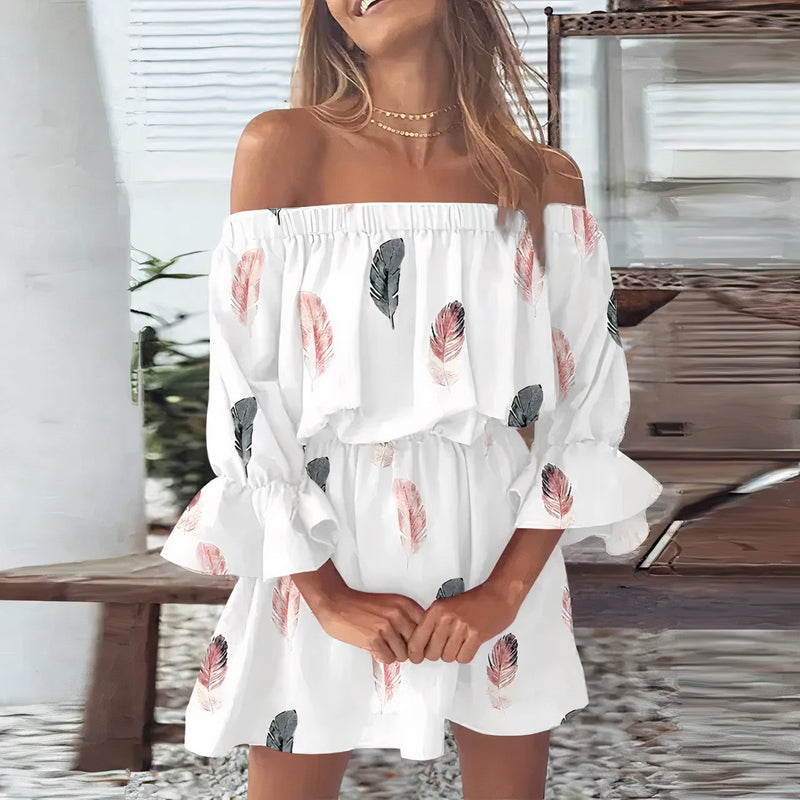 Rosa - Elegante off-shoulder jurk