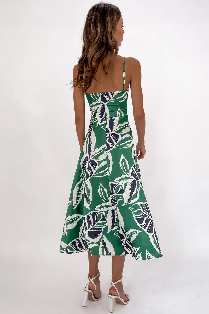 Tropical Floral Print Mini Dress Summer Vacation Style Womens Fashion Sundress
