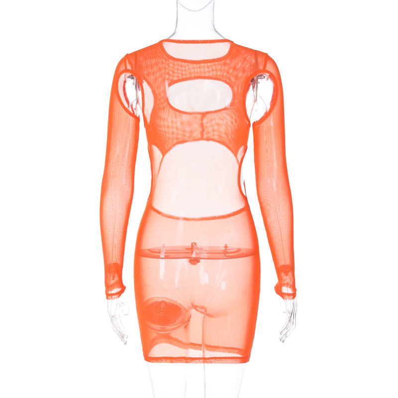 Sultry Long Sleeve Bodycon Mini Dress Perfect for Nights Out Solid Design with Cutouts