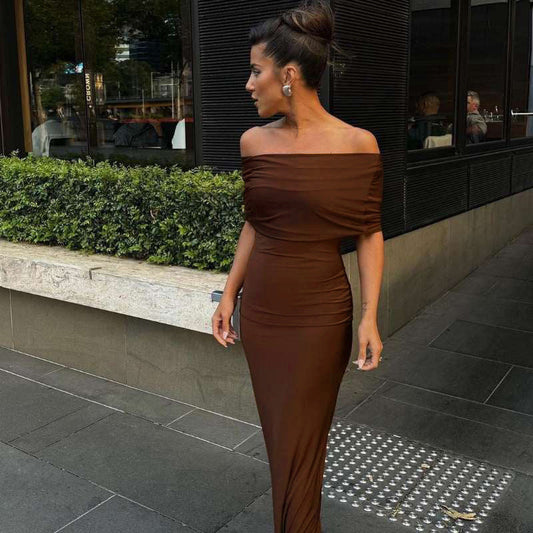 Backless Maxi Dress for Summer Evenings Off Shoulder Design for Womens Fashion