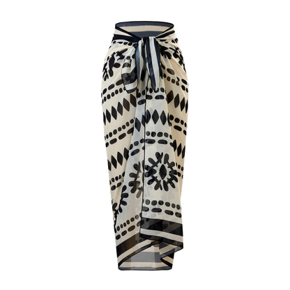 Bohemian Chic Printed Wrap Swimsuit Cover Up Beach Outfit for Summer Vacations