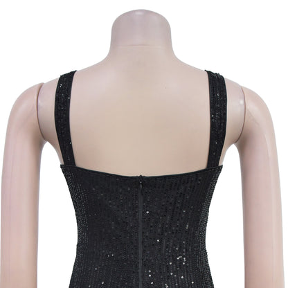 Sizzling Sequin Bodycon Dress with Feather Trim for a Night of Glamour Party Outfit