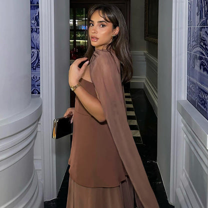 Backless Maxi Dress for Women Chic Slim Fit Party Dress with Scarf Collar