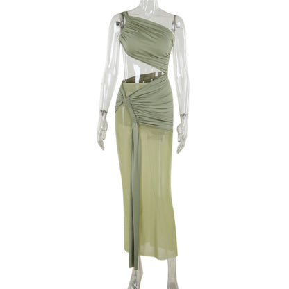 Sultry One Shoulder Maxi Dress for Evening Glamour Party Perfection