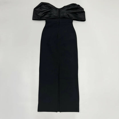 Off Shoulder Maxi Dress Rhinestone Bandage Evening Gown for Women Formal Events