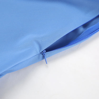 Summer Chic Collared Short Sleeve Slim Fit Dress for Women Office Wear Blue Dress