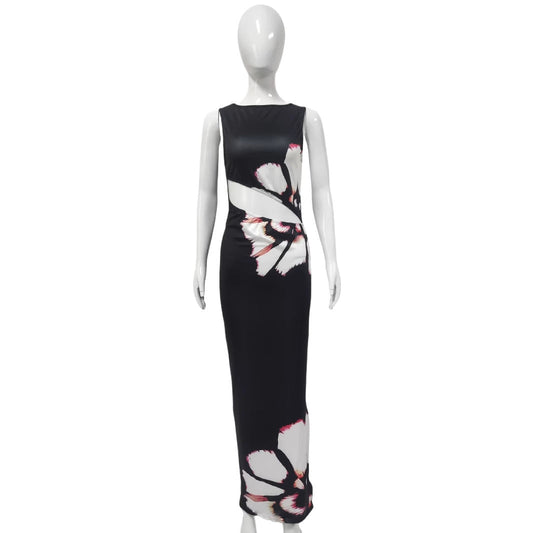 Floral Maxi Dress for Women Cutout Detail Sexy Slit Design Summer Dresses
