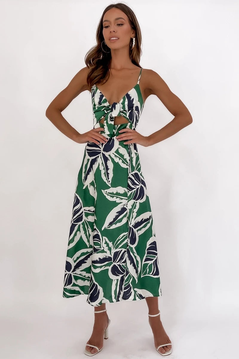 Tropical Floral Print Mini Dress Summer Vacation Style Womens Fashion Sundress
