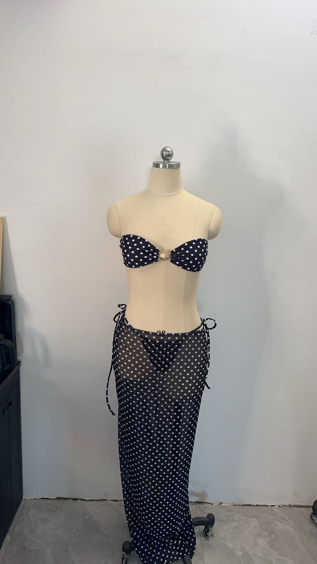 Polka Dot Maxi Dress with Bikini Set Vacation Ready Outfit for Summer Style