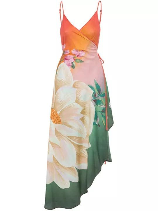 Bohemian Chic Ombre Wrap Dress Vacation Ready for Summer Beach Escapes and Seaside Adventures