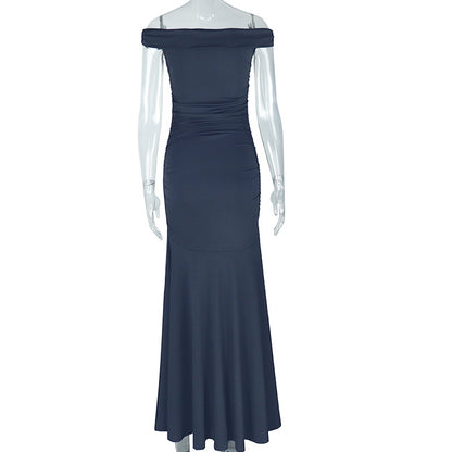 Off Shoulder Maxi Dress for Women Slim Fit Evening Gown Party Dress