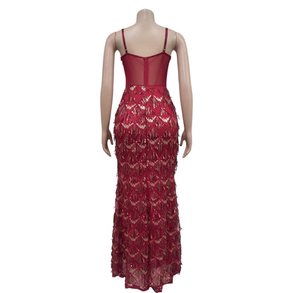 Sequin Maxi Dress for Parties Sexy Bodycon Dresses for Women Special Occasions