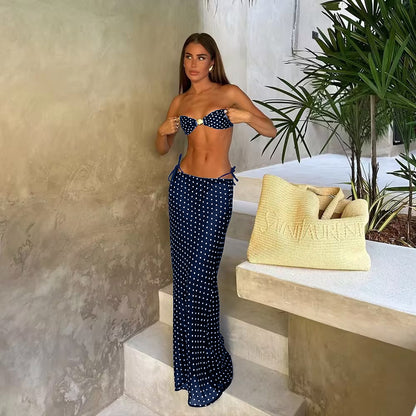 Polka Dot Maxi Dress with Bikini Set Vacation Ready Outfit for Summer Style