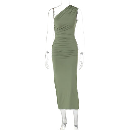 OneShoulder Maxi Dress Embrace Summer Style with a Bodycon Silhouette and Split Detail Formal Wear