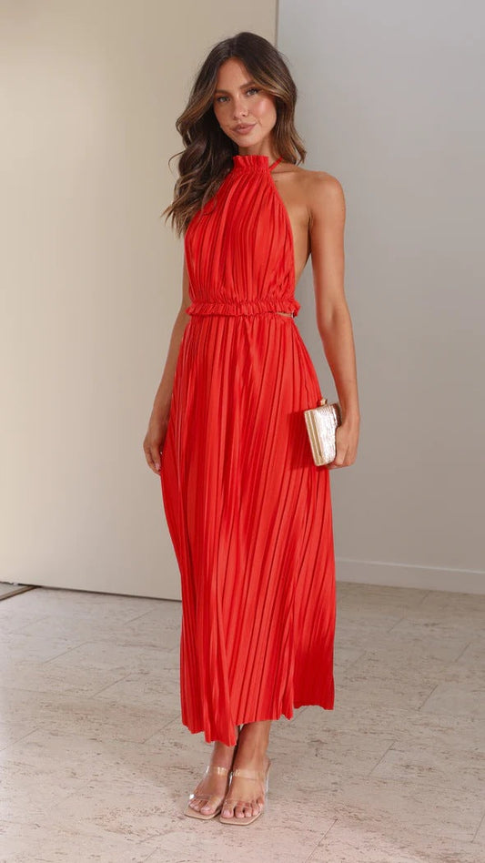 Halter Backless Maxi Dress in Vibrant Colors Perfect for Summer Parties