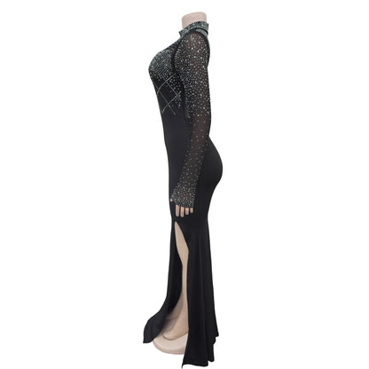 Stand Collar Maxi Dress for Parties Sexy Bodycon Dress Womens Fashion