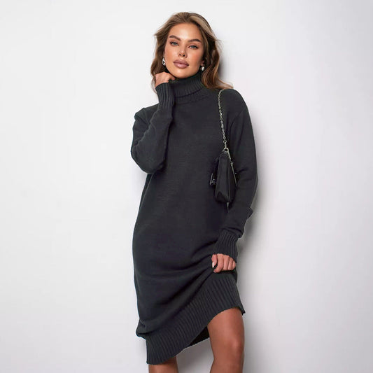 Cozy Chic Knit Dress Turtleneck Sweater Style Slim Fit Autumn Winter Fashion