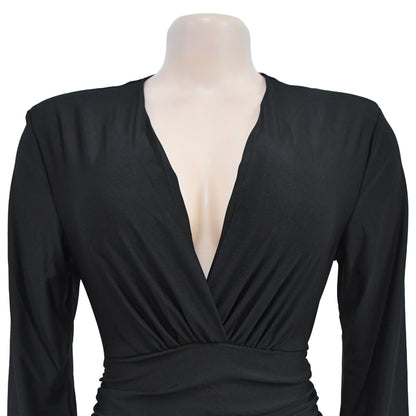 VNeck Maxi Dress for Parties and Clubs Long Sleeve Bodycon Dress Fashionable Outfit