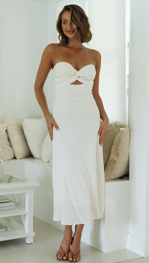 Tube Top Maxi Dress for Summer Vacations Solid Color Style for Women