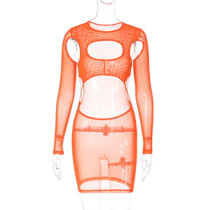 Sultry Long Sleeve Bodycon Mini Dress Perfect for Nights Out Solid Design with Cutouts