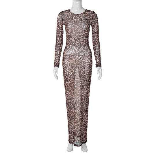 Elegant SeeThrough Floral Maxi Dress for Women Long Sleeve Bodycon Party Dress Spring Fashion