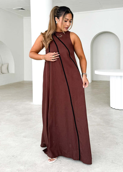 Sleeveless Maxi Dress for Summer Stripes Aline Flowy Style Daily Wear