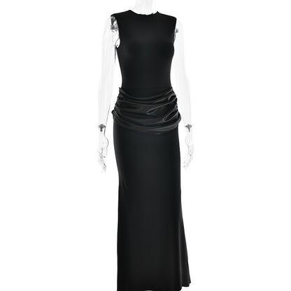 Elegant Sleeveless Maxi Dress Satin Fishtail Design for Formal Events Spring Fashion Essential