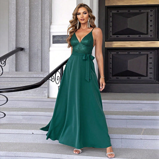 Sequin Maxi Dress with Sleek Silhouette for Special Occasions