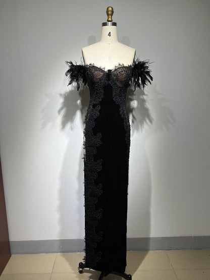Sultry Black Maxi Dress with Halter Neckline for Evening Parties and Special Occasions