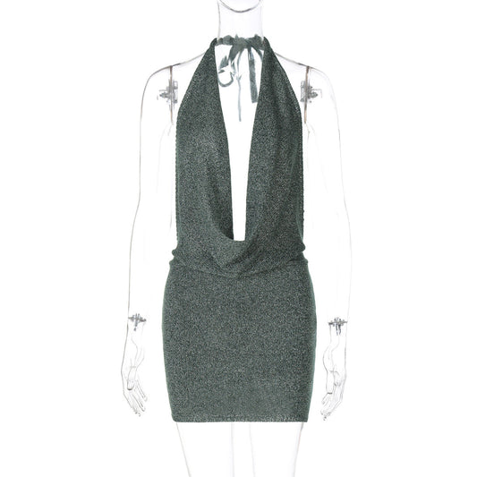 Sleeveless Mini Bodycon Dress for Party Nights with Cowl Neck and Backless Design Sexy Party Dress