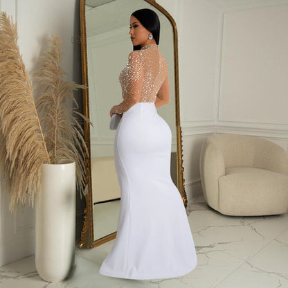 Stand Collar Maxi Dress for Parties Sexy Bodycon Dress Womens Fashion