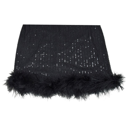 Sizzling Sequin Bodycon Dress with Feather Trim for a Night of Glamour Party Outfit