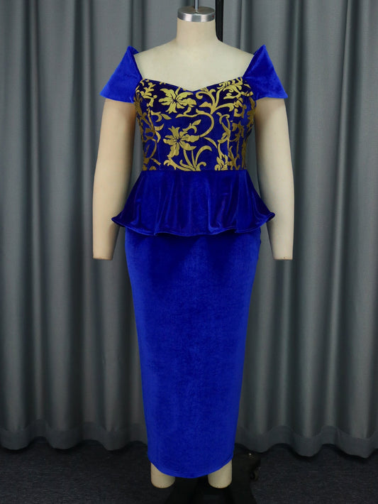 Bodycon Mini Dress for Parties Featuring Floral Velvet Design and Ruffle Details FallWinter