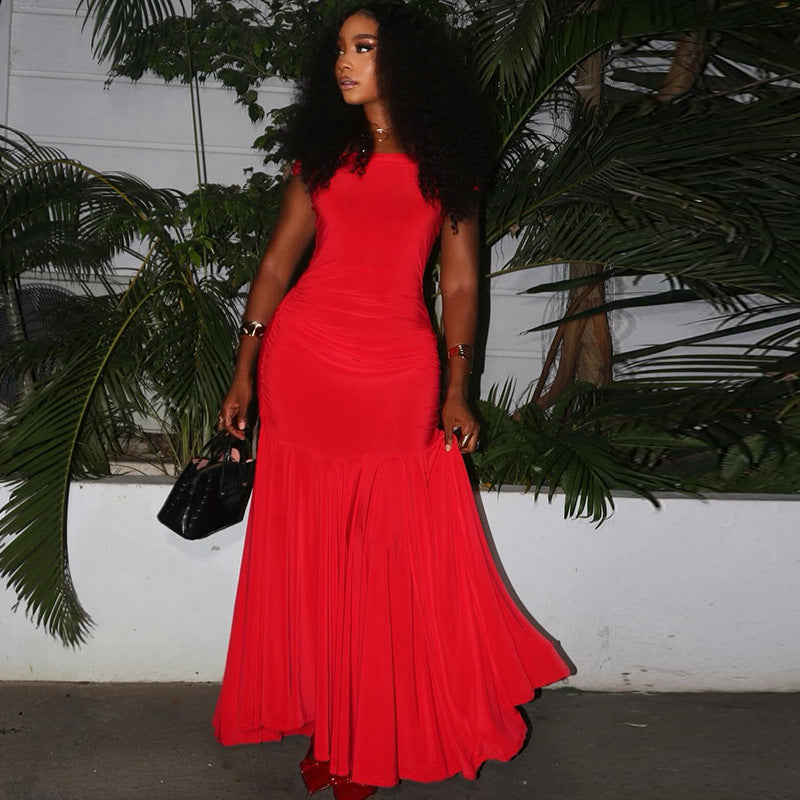 Off Shoulder Maxi Dress for Women Slim Fit Evening Gown Party Dress