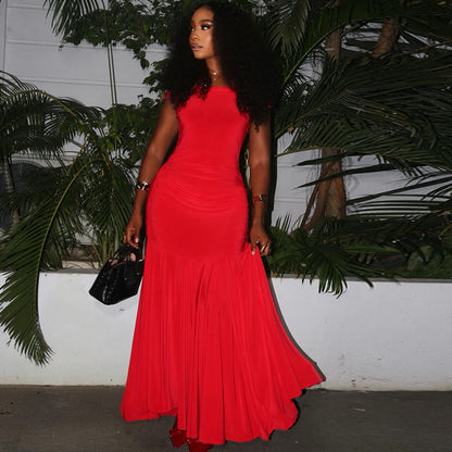 Off Shoulder Maxi Dress for Women Slim Fit Evening Gown Party Dress