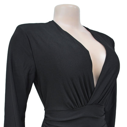VNeck Maxi Dress for Parties and Clubs Long Sleeve Bodycon Dress Fashionable Outfit