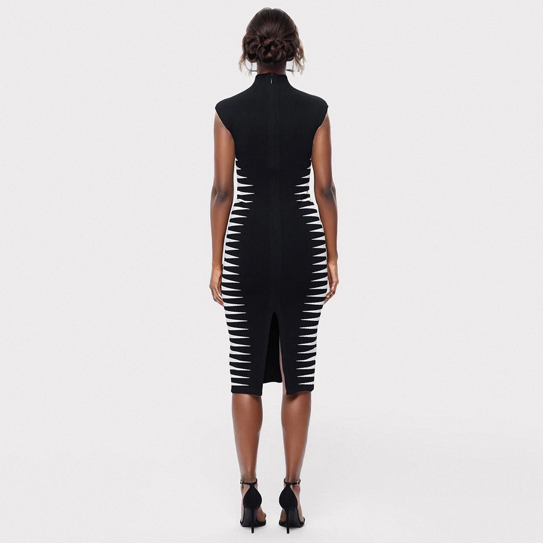 Sleek Black and White Striped Bodycon Dress for Women Summer Fashion Essentials