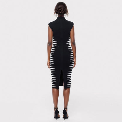 Sleek Black and White Striped Bodycon Dress for Women Summer Fashion Essentials