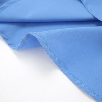 Summer Chic Collared Short Sleeve Slim Fit Dress for Women Office Wear Blue Dress