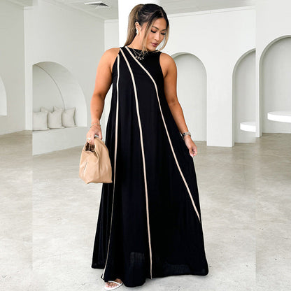 Sleeveless Maxi Dress for Summer Stripes Aline Flowy Style Daily Wear