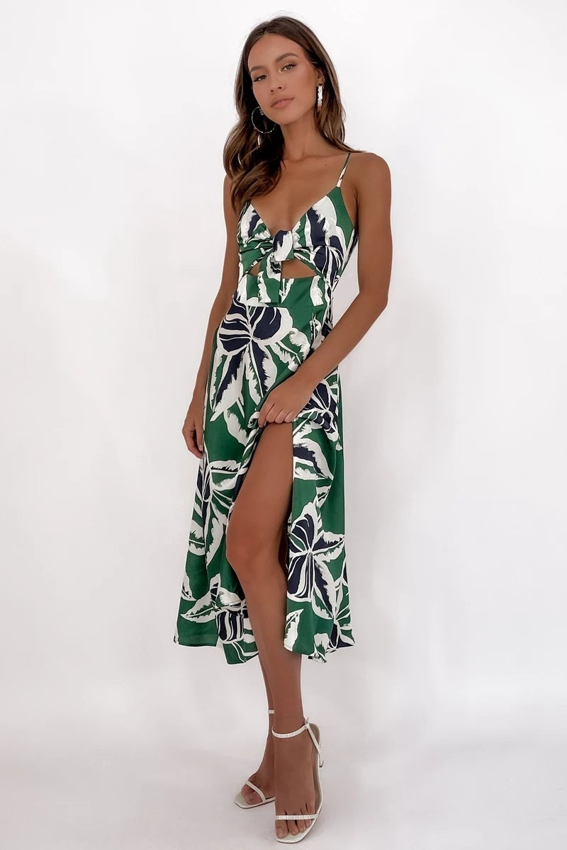 Tropical Floral Print Mini Dress Summer Vacation Style Womens Fashion Sundress